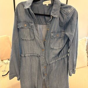 Bella Dahl Chambray Button-Up Dress in Light Blue